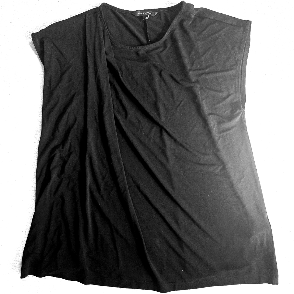 Banana Republic Draped Shoulder Black Sleeveless Top